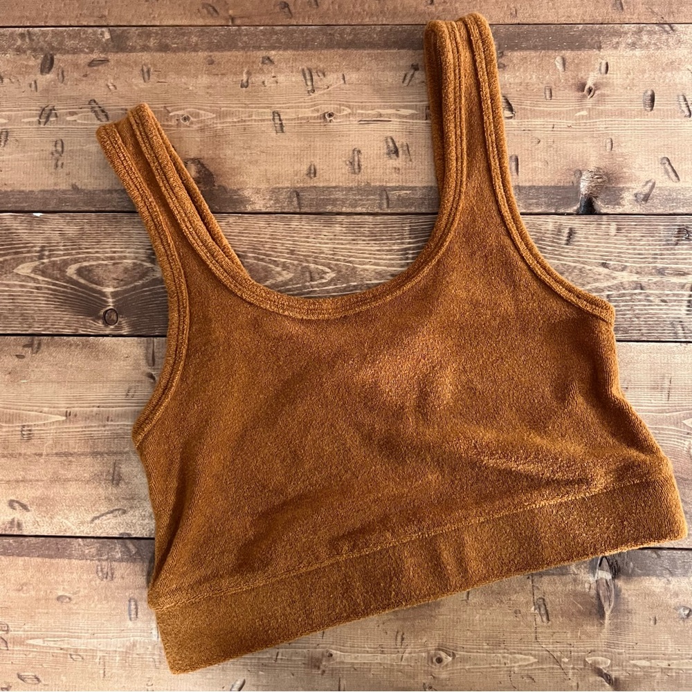 OFFLINE By Aerie Summer Lights Terry Tank Top Caramel Brown Size Small